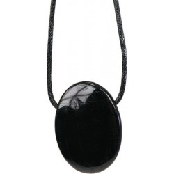 Pendentif pierre ovale percée - Tourmaline Noire