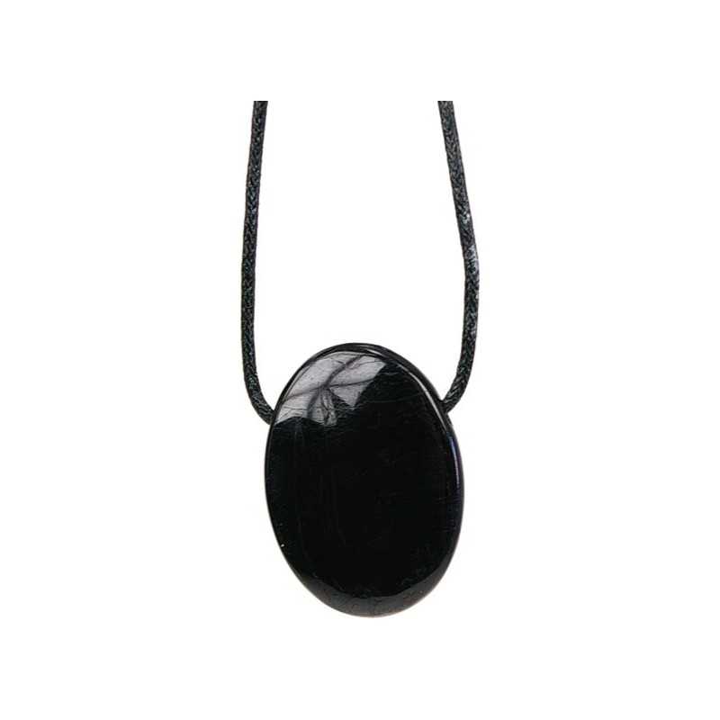 Pendentif pierre ovale percée - Tourmaline Noire