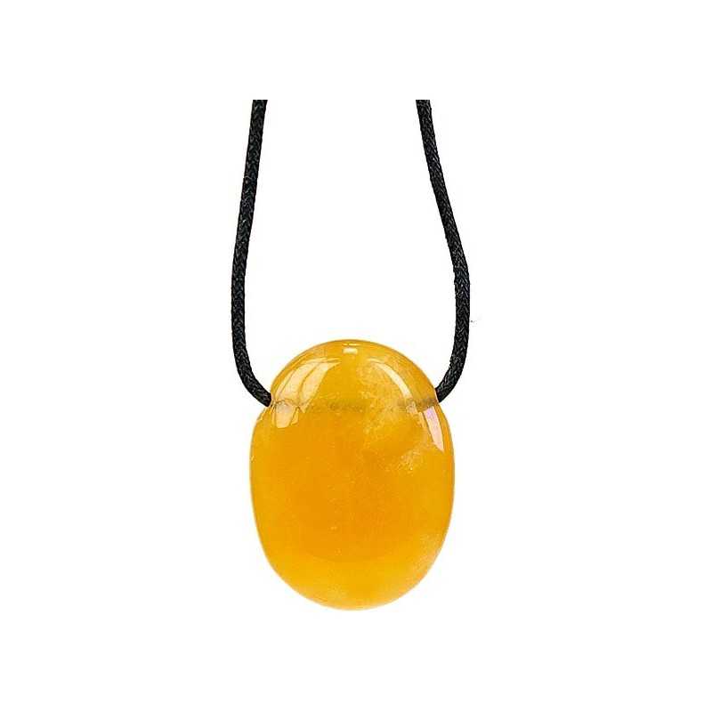 Pendentif pierre ovale percée - Calcite Orange