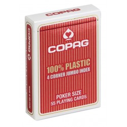 Cartes POKER COPAG 100% Plastique JUMBO Index 4  Rouge