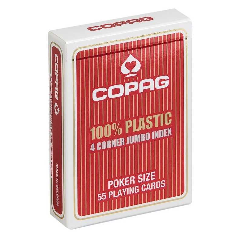 Cartes POKER COPAG 100% Plastique JUMBO Index 4  Rouge