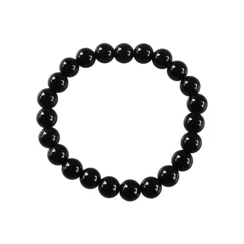 Bracelet Perles Rondes Onyx Noir - 8 mm