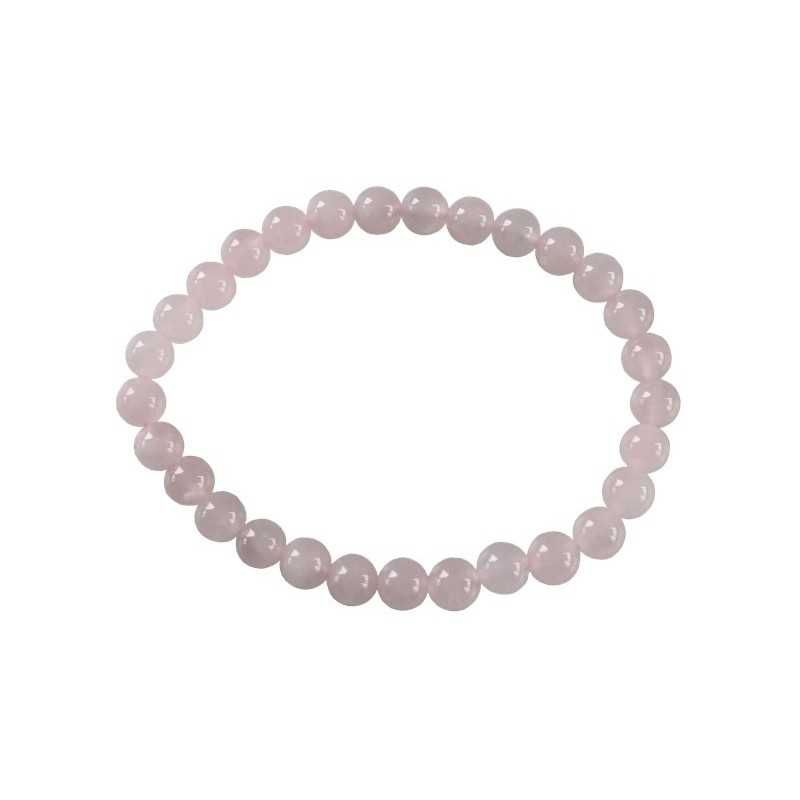Bracelet Perles Rondes Quartz Rose - 6 mm