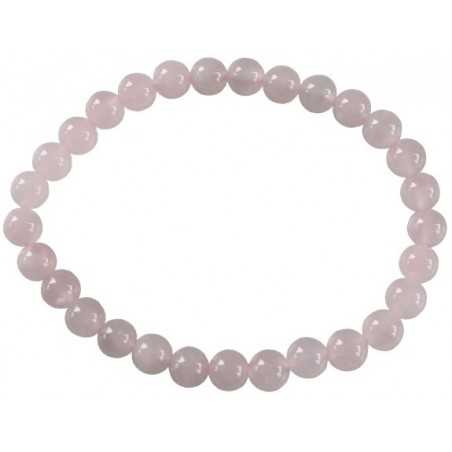 Bracelet Quartz Rose – Perles 6 Mm – Pierre Naturelle – Longueur 19 Cm – Femme