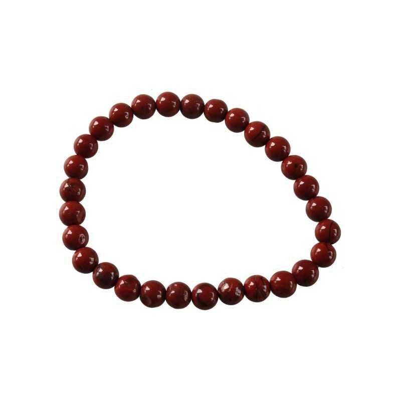 Bracelet Perles Rondes Jaspe Rouge - 6 mm