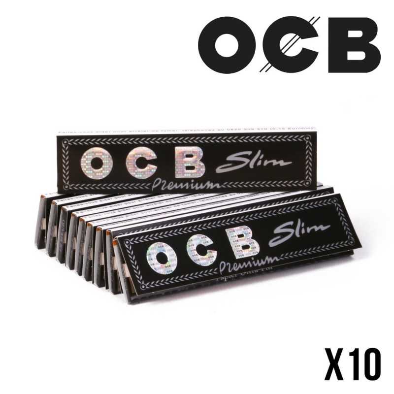 OCB Slim Lot de 10 carnets de 32 feuilles à rouler et 32 bouts filtres Noir  