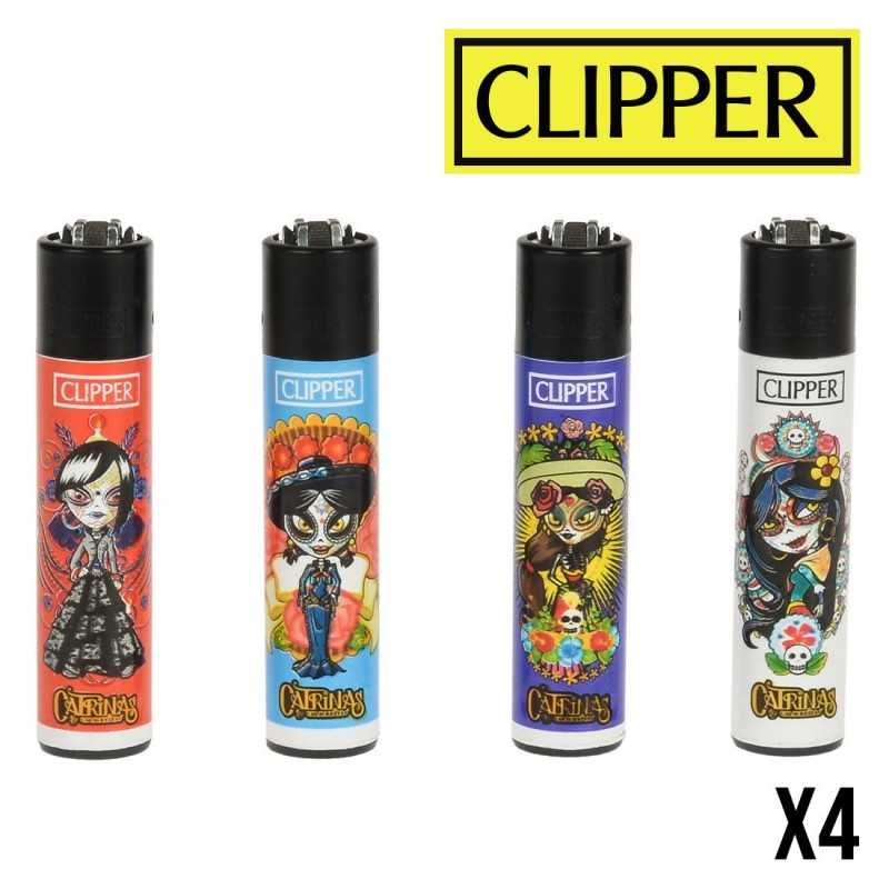 Briquet CLIPPER CATRINAS MAYA Lot de 4 Briquet CLIPPER CATRINAS MAYA Lot de 4