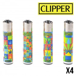 Briquet CLIPPER POP ART LEAF x4