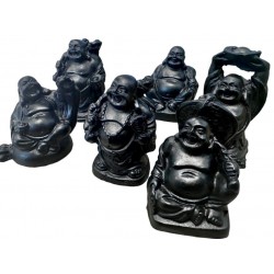 6 Black resin Buddha...